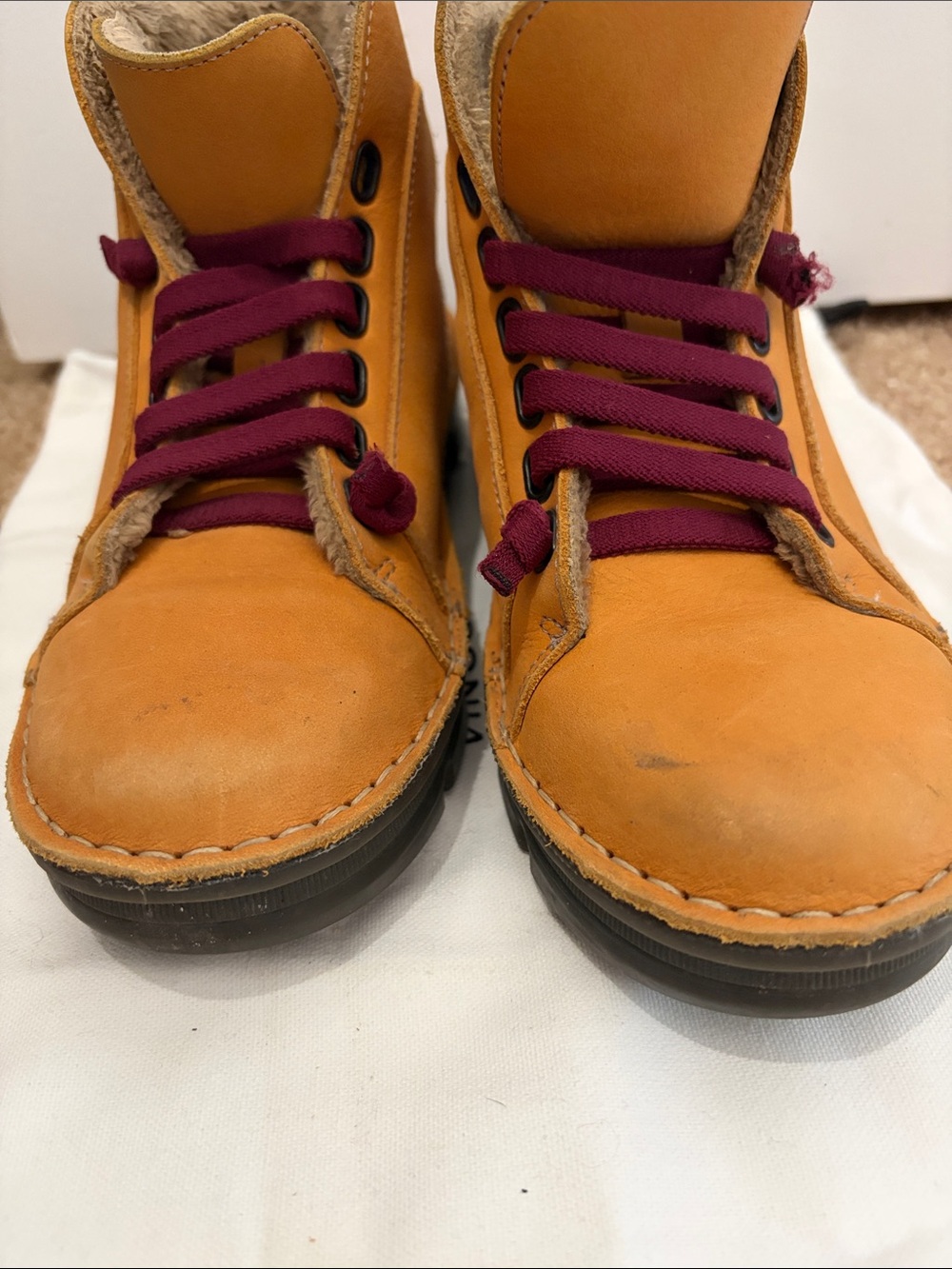 Leather Ankle Booties with Burgundy Laces - Women's Casual Winter Boots